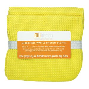 Mukitchen 3-Piece Waffle Kitchen Towel Set Lemon 12 x 12inch Mukitchen 3-Piece Waffle Kitchen Towel Set Lemon 12 x 12inch
